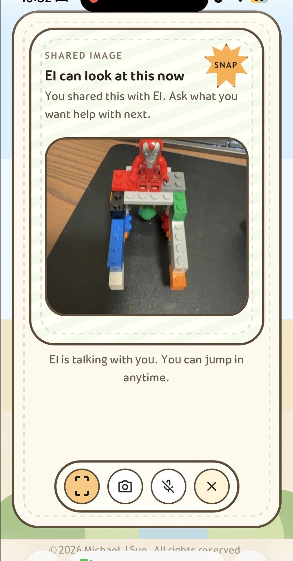 Curious Garden camera preview screen