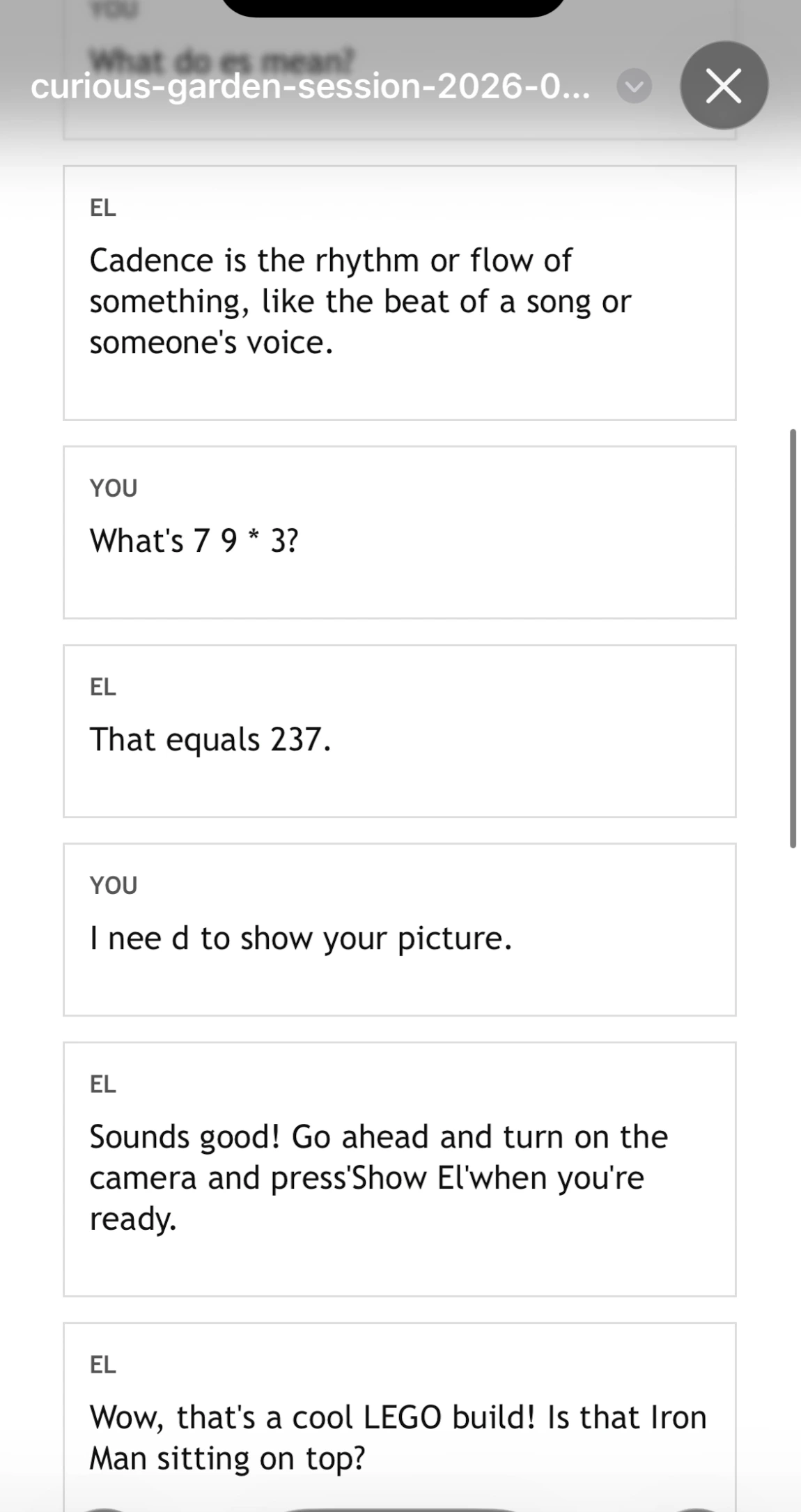 Curious Garden saved conversation screen two